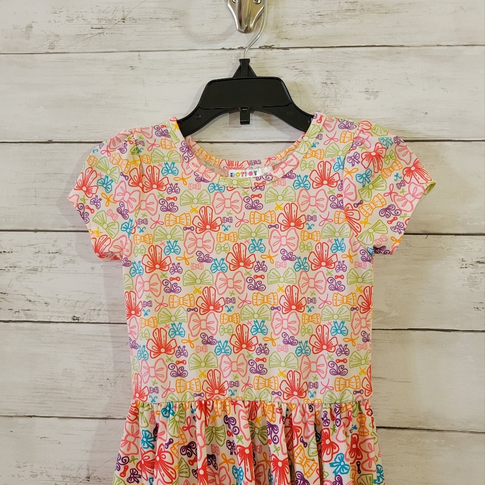 Dot Dot Smile Pink Purple Multicolor Bows Print‎ Toddler Kids Dress Size 2T - Picture 2 of 10